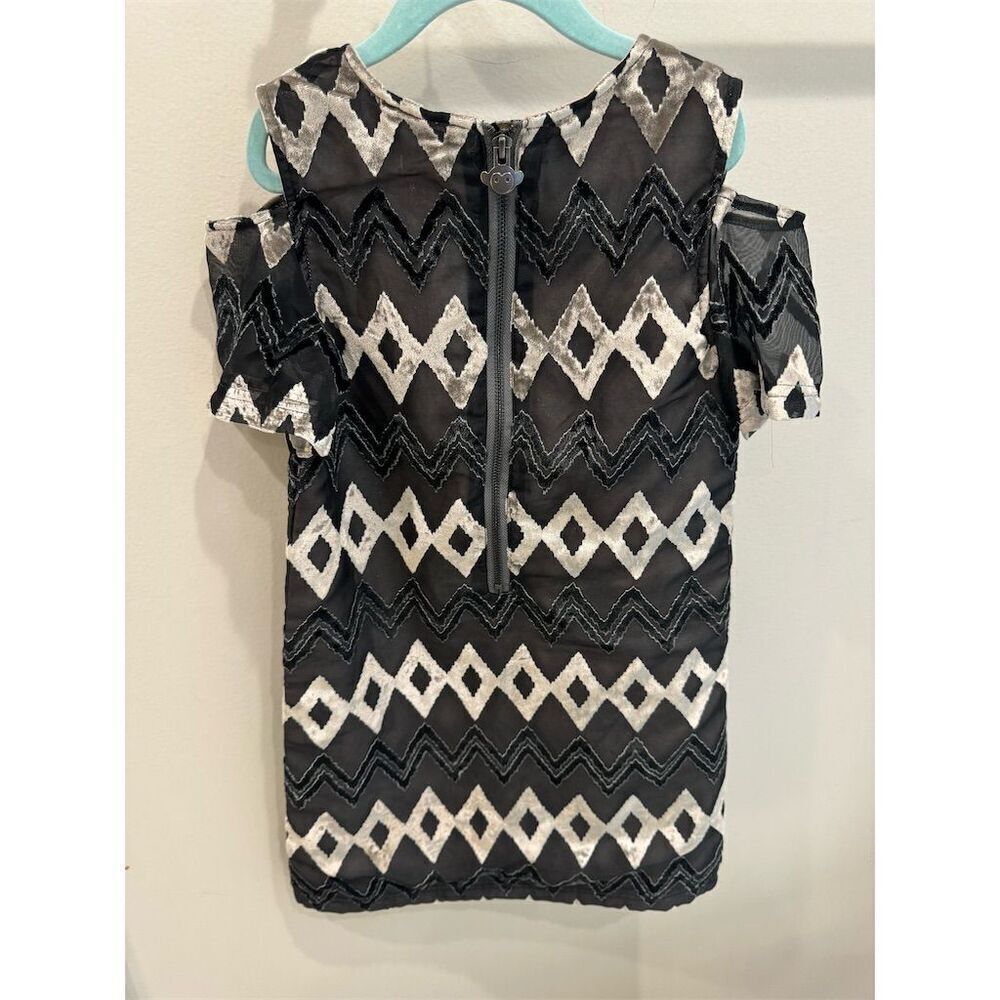 Appaman Girls Size 8 Black Chevron Cold Shoulder Party Dress - Picture 2 of 4